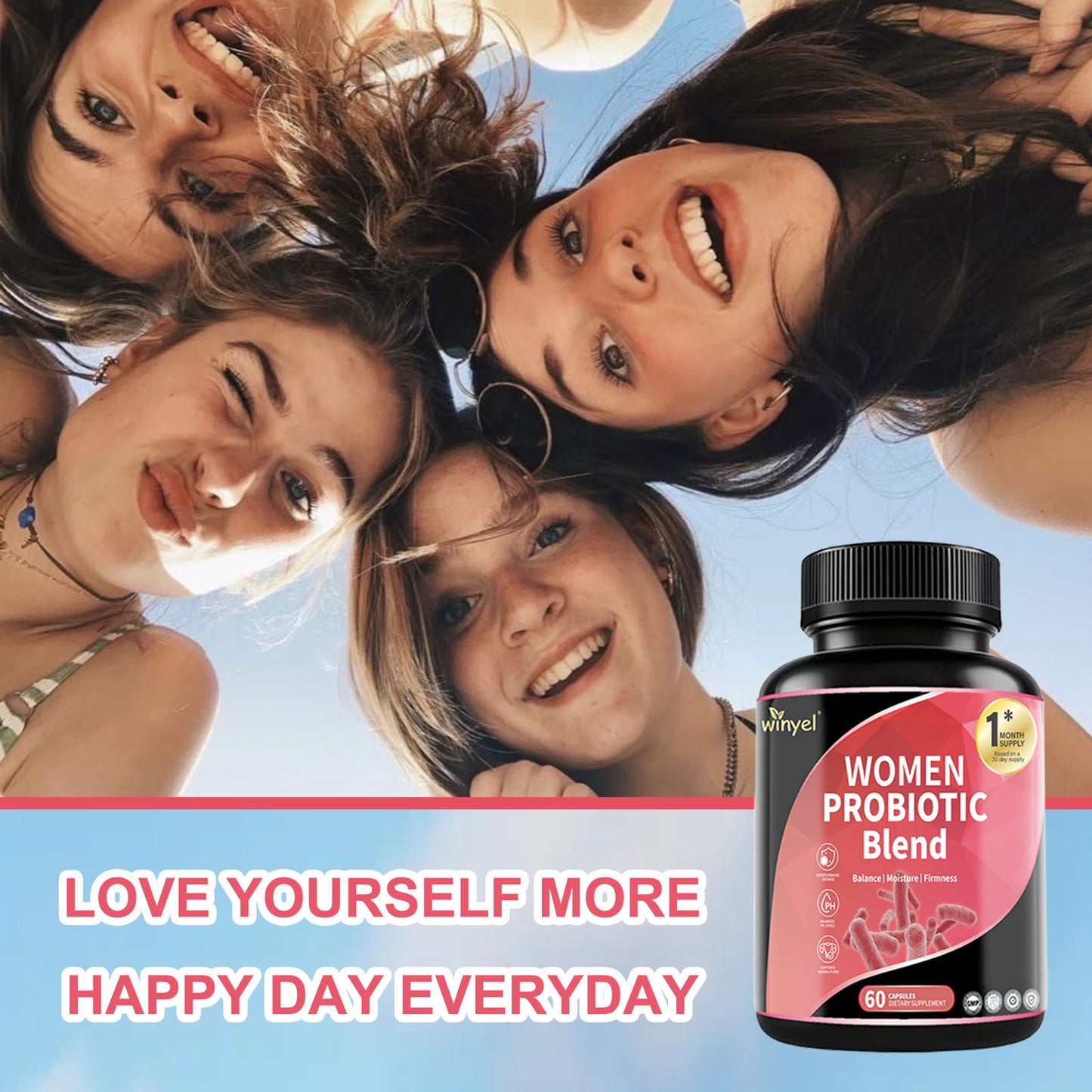 Women's Probiotic Supplement with Prebiotics for PH Balance - 60 Count