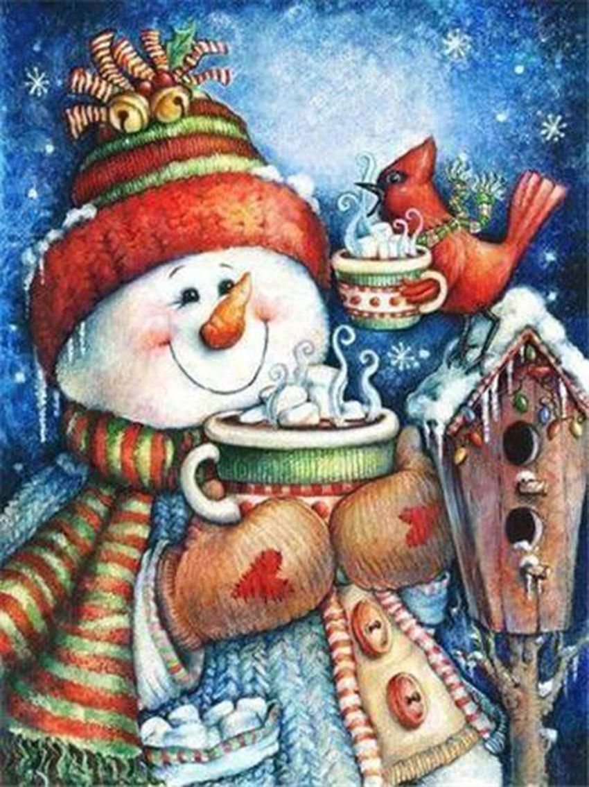 Diamond Painting Cross Stitch Kit for Christmas Snow Art Home Decor - Square 20x25cm
