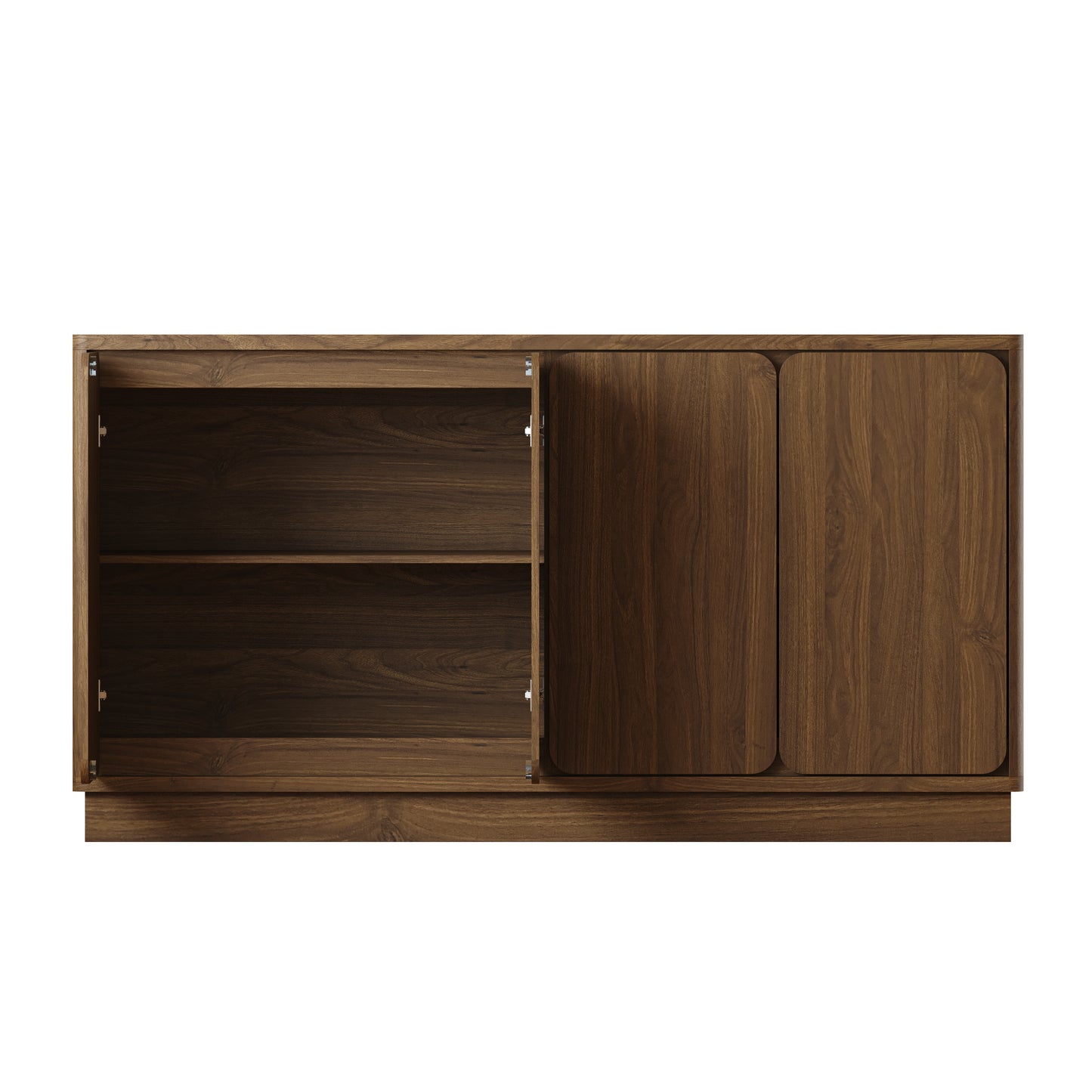 59.1" Walnut 4-Door Sideboard Buffet Cabinet with Adjustable Shelves