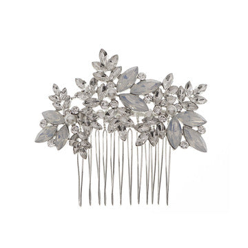 Elegant Bridal Rhinestone Hair Comb with Flower Design - Wedding Accessories