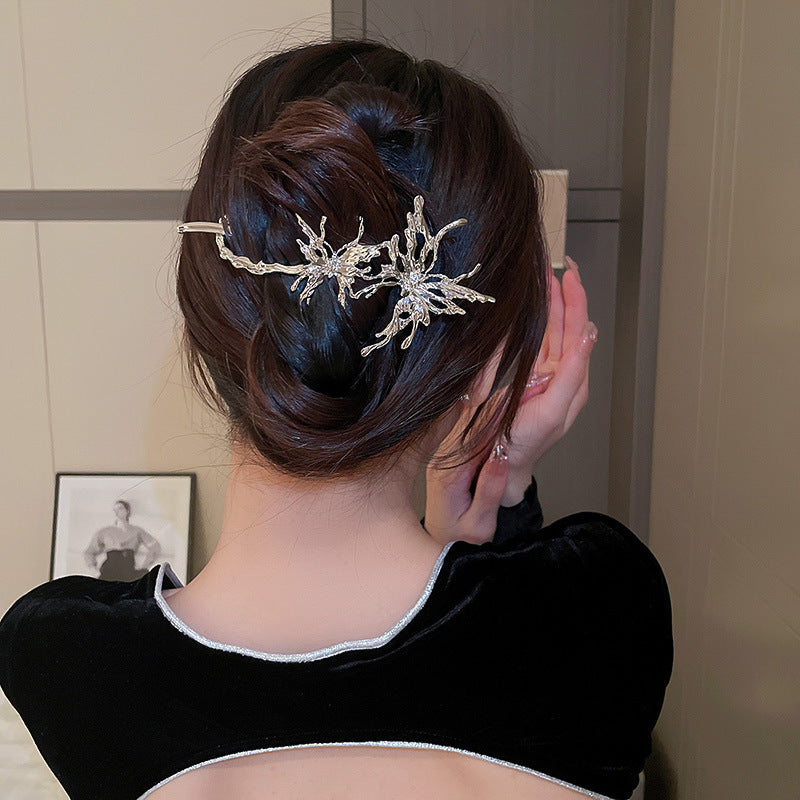 Liquid Metal Butterfly Hairpin for Women - Copper Hair Accessory with Electroplated Finish