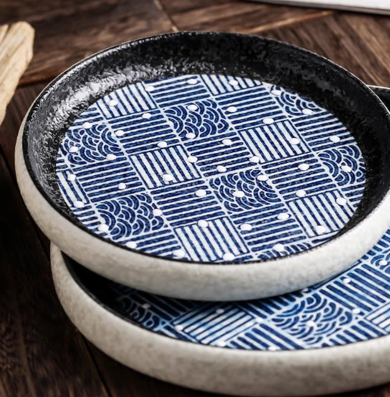 Japanese Ceramic Tableware Plate Disc - 7.5 & 9 Inch Flat Bottom Round Style