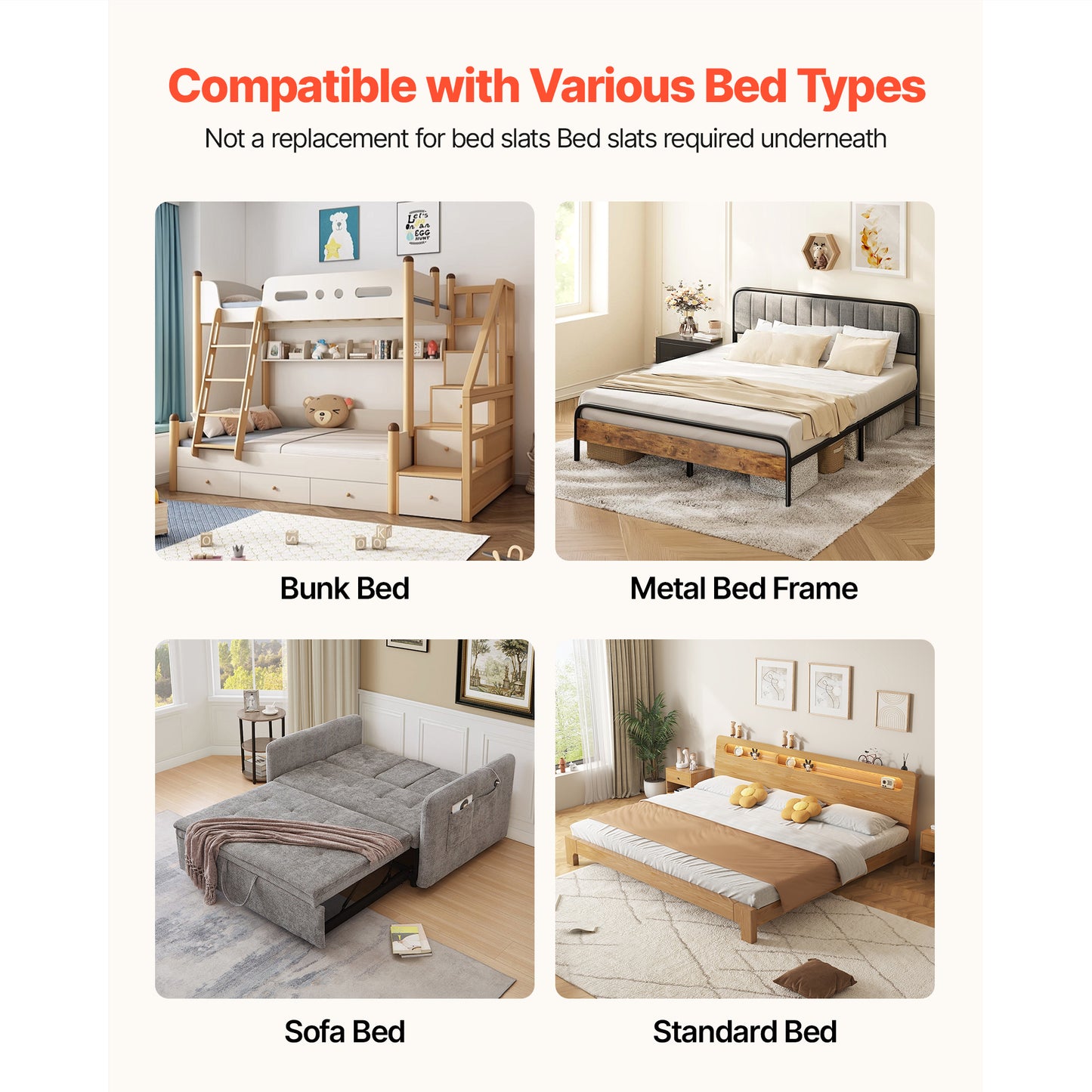 Foldable Bunkie Board for Cal King Bed Mattress Support - Anti-Sag Bed Foundation