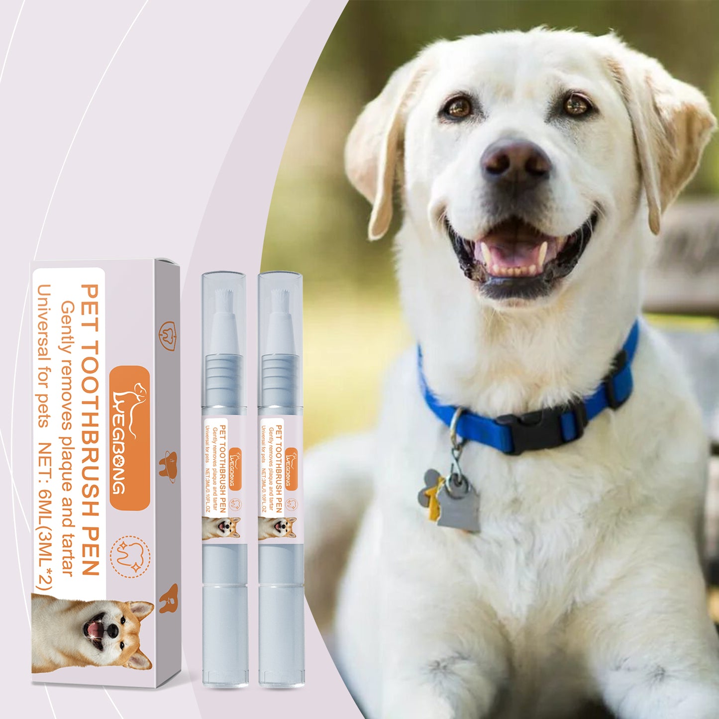 Pet Dental Toothbrush Pen 2-Pack for Dogs & Cats - Plaque & Tartar Remover, Fresh Breath & Soothe Gums