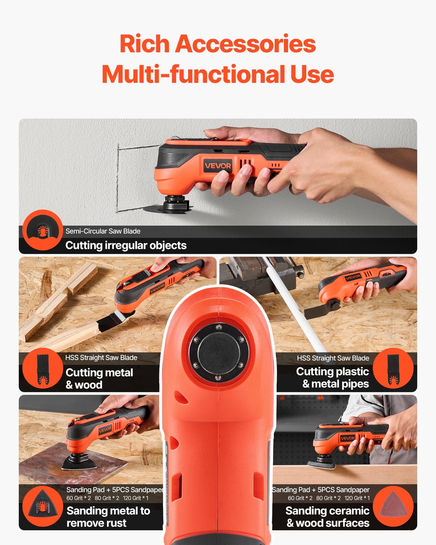 Cordless Oscillating Multi-Tool Kit with 6 Speed Settings & LED Light