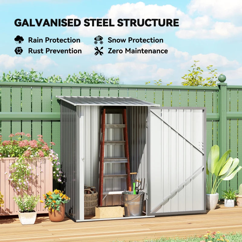 Galvanized Steel Garden Storage Shed with Lockable Door - Gray, 39x40 Inches