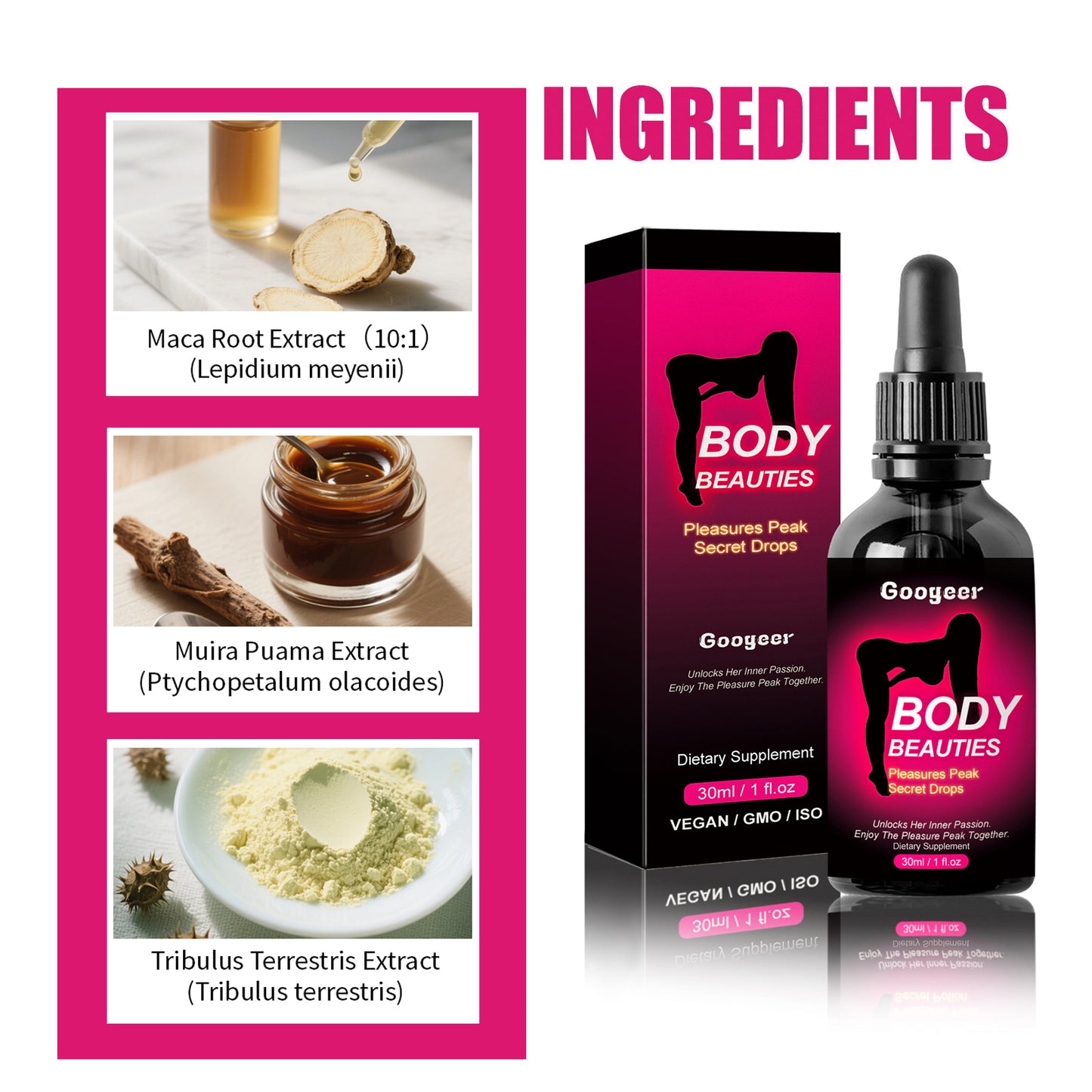 Maca Root & Tribulus Extract Support Drops for Women - 30ml Intimate Formula
