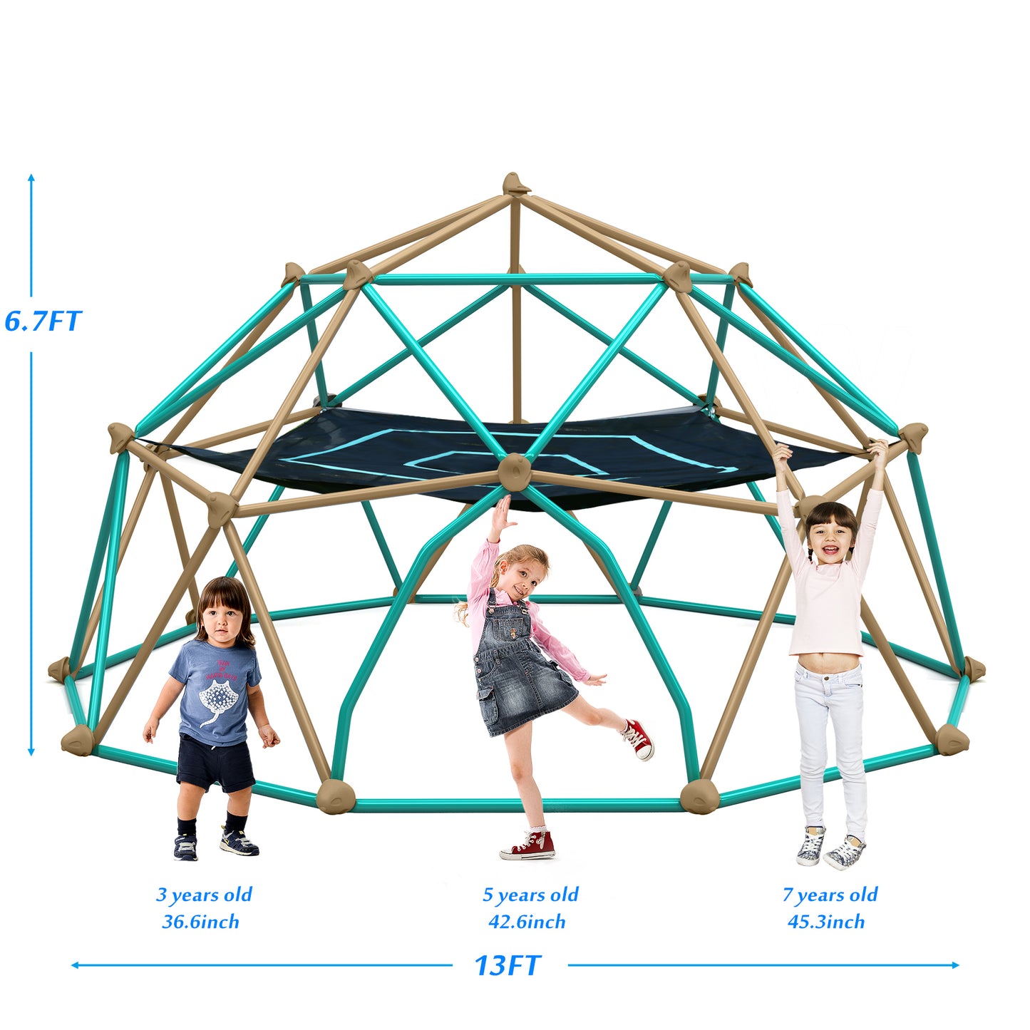 13ft Geometric Dome Climber Play Center, Kids Climbing Tower With