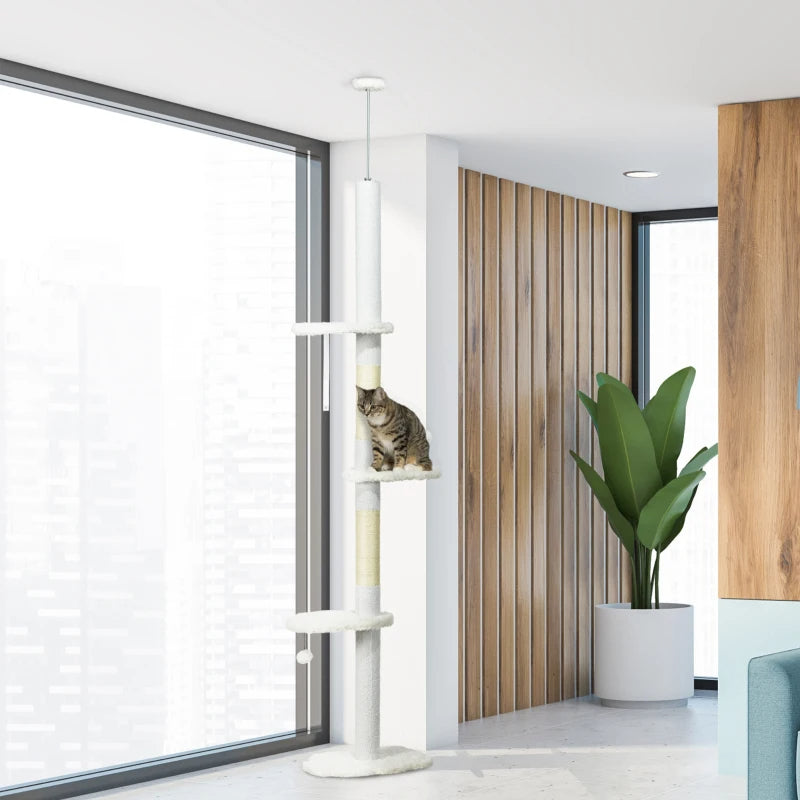 Floor to Ceiling Cat Tree with Multiple Levels and Scratch Posts – Pet Furniture