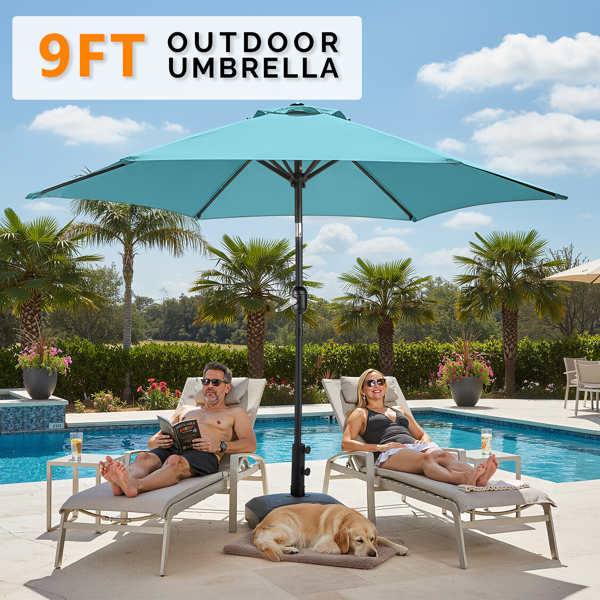 9ft Patio Umbrella - Sky Blue Outdoor Market Umbrella with Tilt & Crank