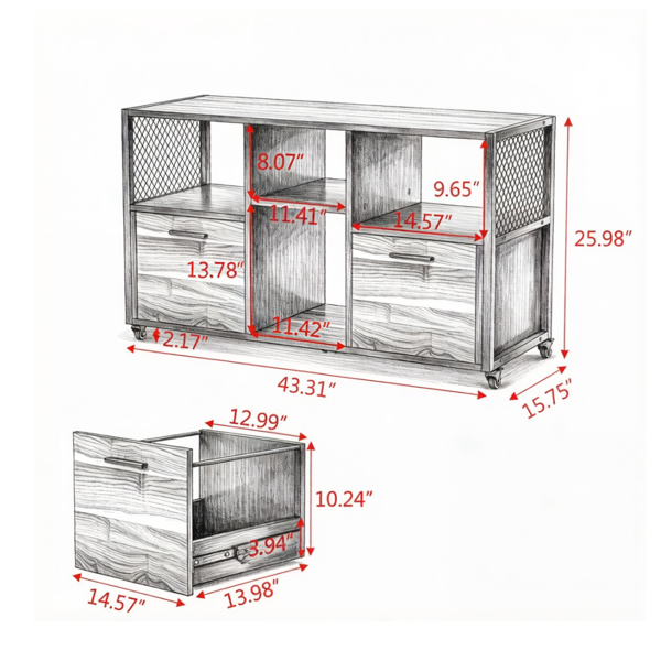Versatile File Cabinet with 4 Shelves and 2 Drawers