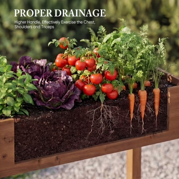 Cedar Garden Bed with Non-Woven Liner and Drainage - 48x24x30 Inch Outdoor Plant Container