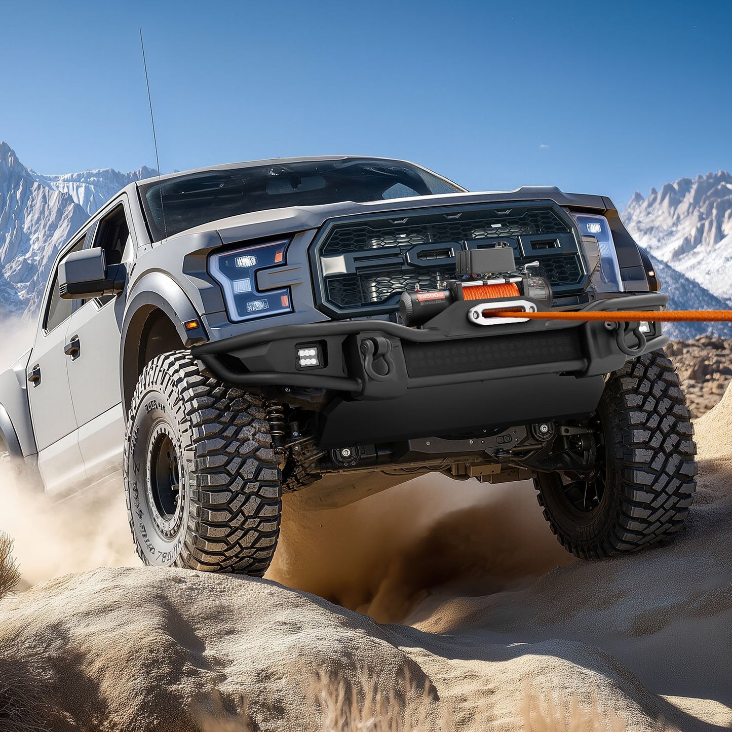 Heavy-Duty Electric Winch 13,500 lbs Synthetic Rope Waterproof Remote Control