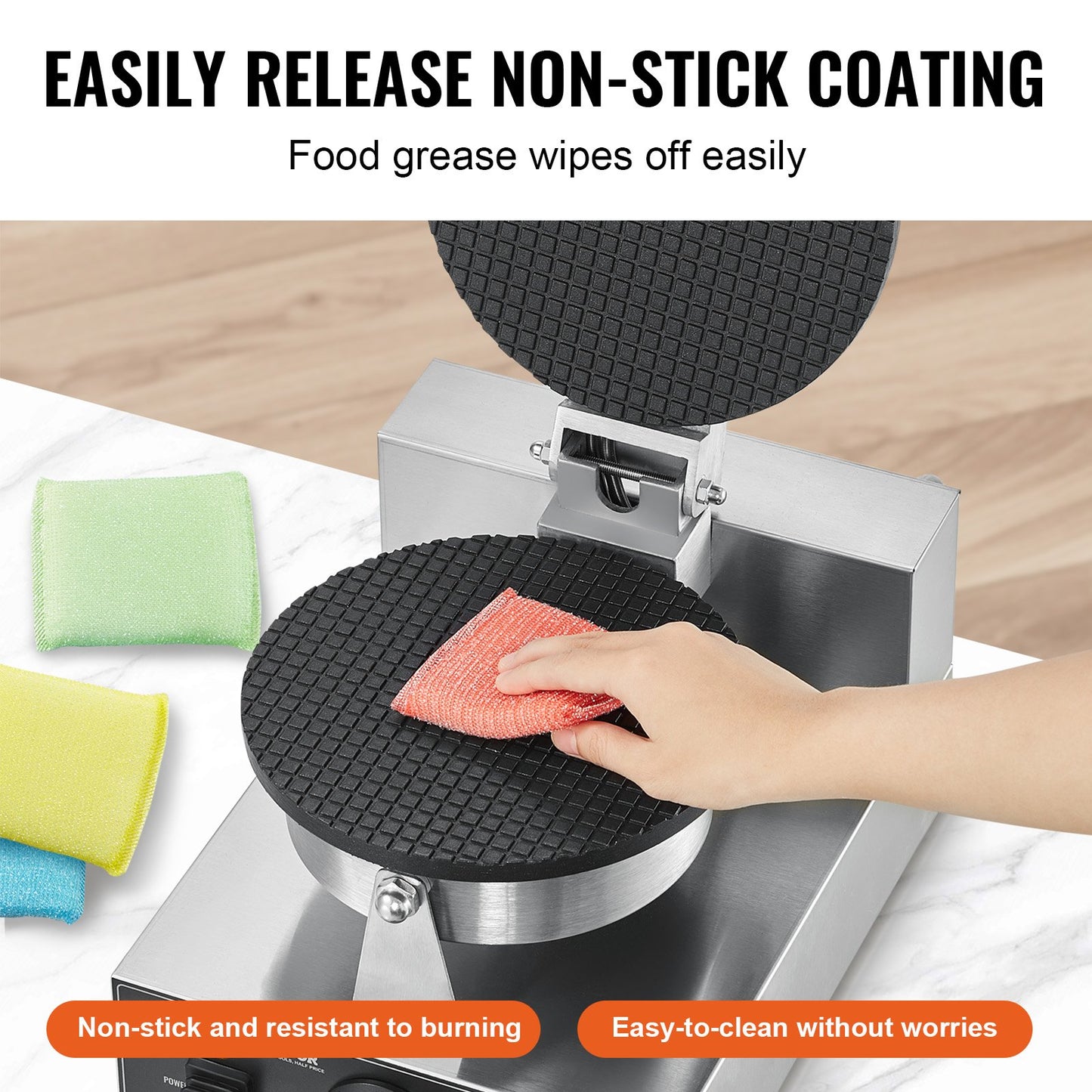 Electric Waffle Cone Maker 1230W for Ice Cream Cones and Egg Rolls - Natural Color