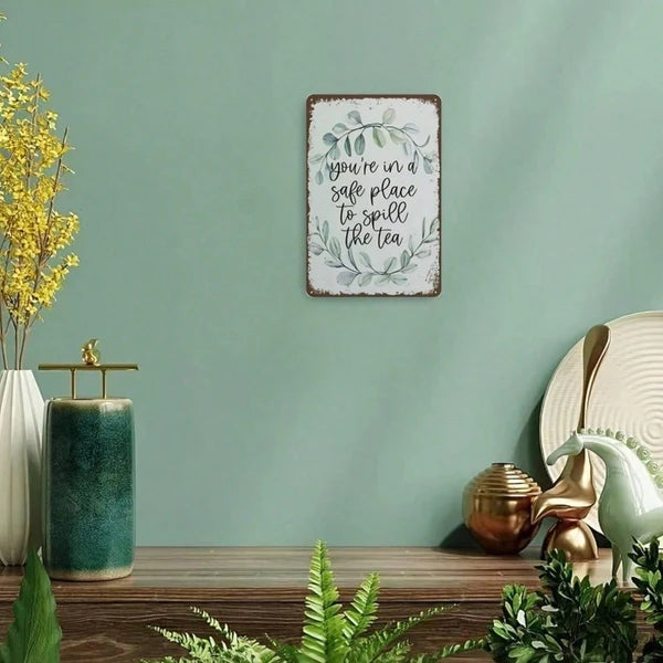Metal Tin Wall Decoration - 20cm x 20cm Artistic Design