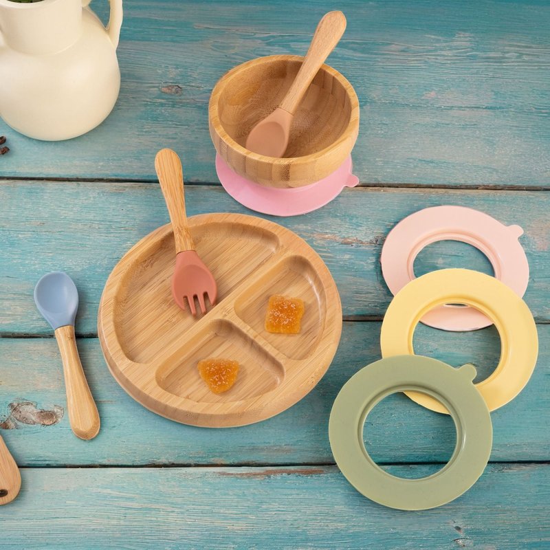 Bamboo Fruit Plate Tray with Silicone Compartments - Japanese Home Dinnerware