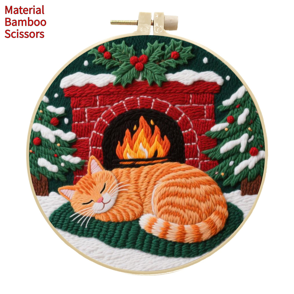 Embroidery Material Kit for Cross-Stitch Crafts - Includes Frame & Scissors