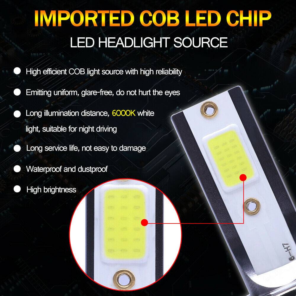 H7 LED Headlight Bulb Kit 8000K Blue High Low Beam 26000LM for Vehicles