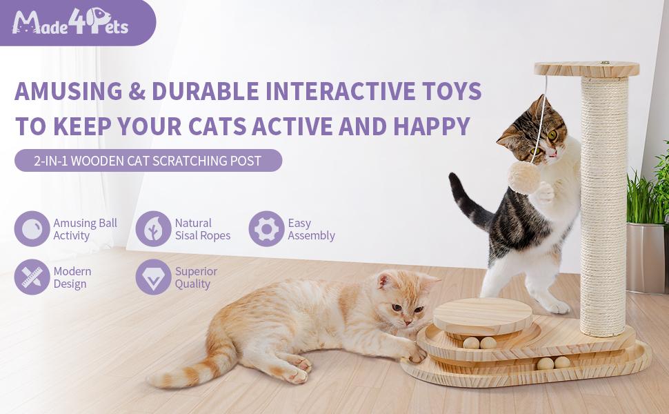 Indoor Cat Scratching Post and Interactive Toy Track Set - Small Cats