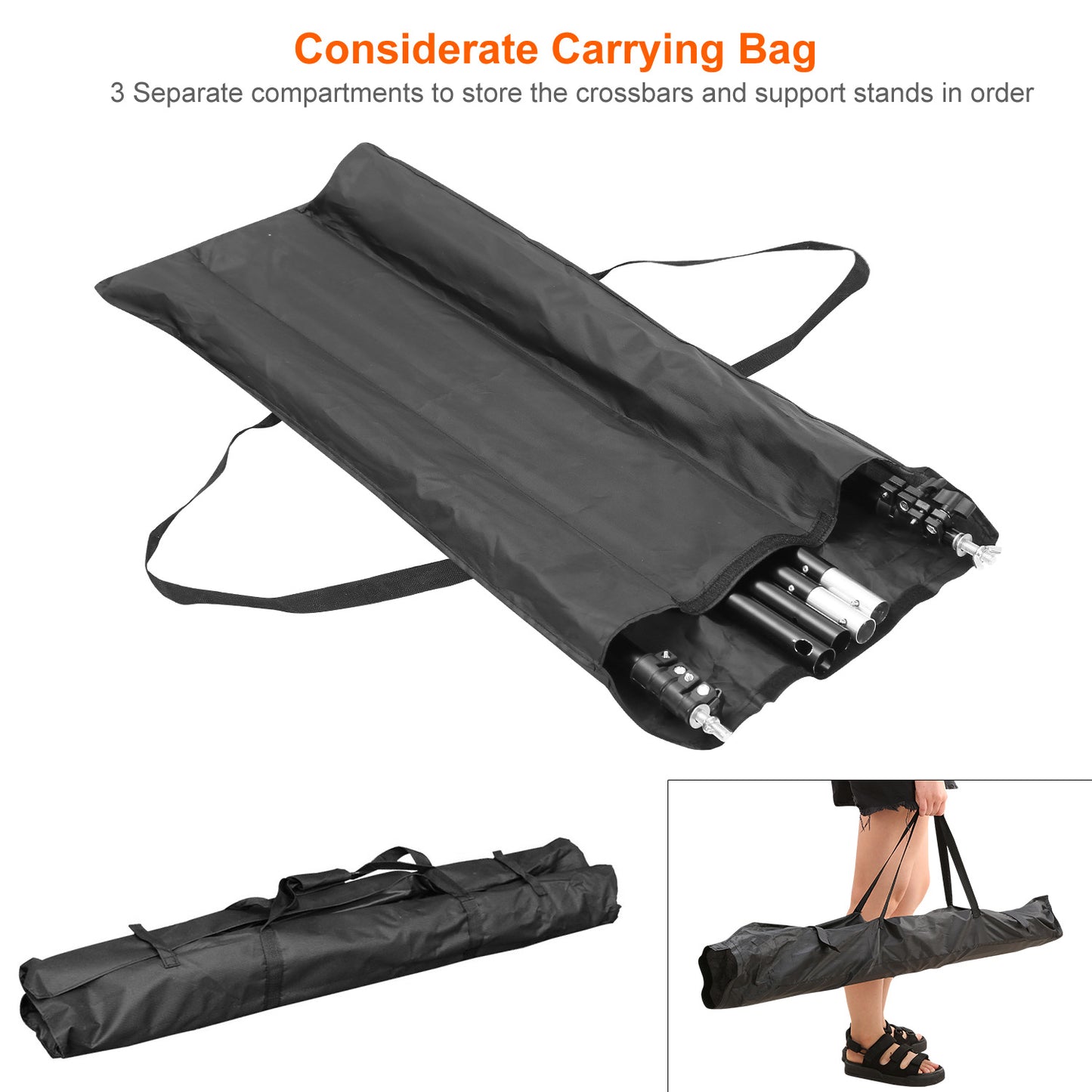 Adjustable Photography Backdrop Stand Set with Carrying Bag - Black
