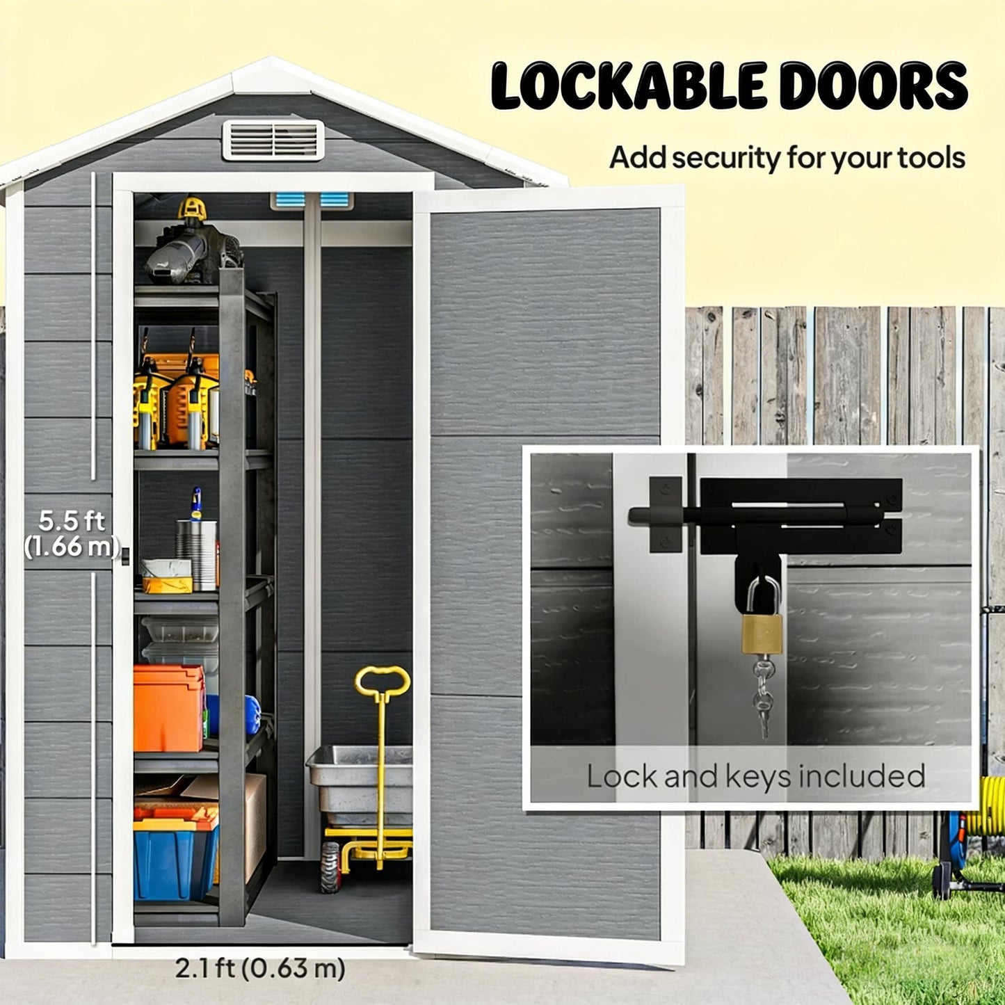 Gray Outdoor Storage Shed - Tool & Garden Equipment Organizer