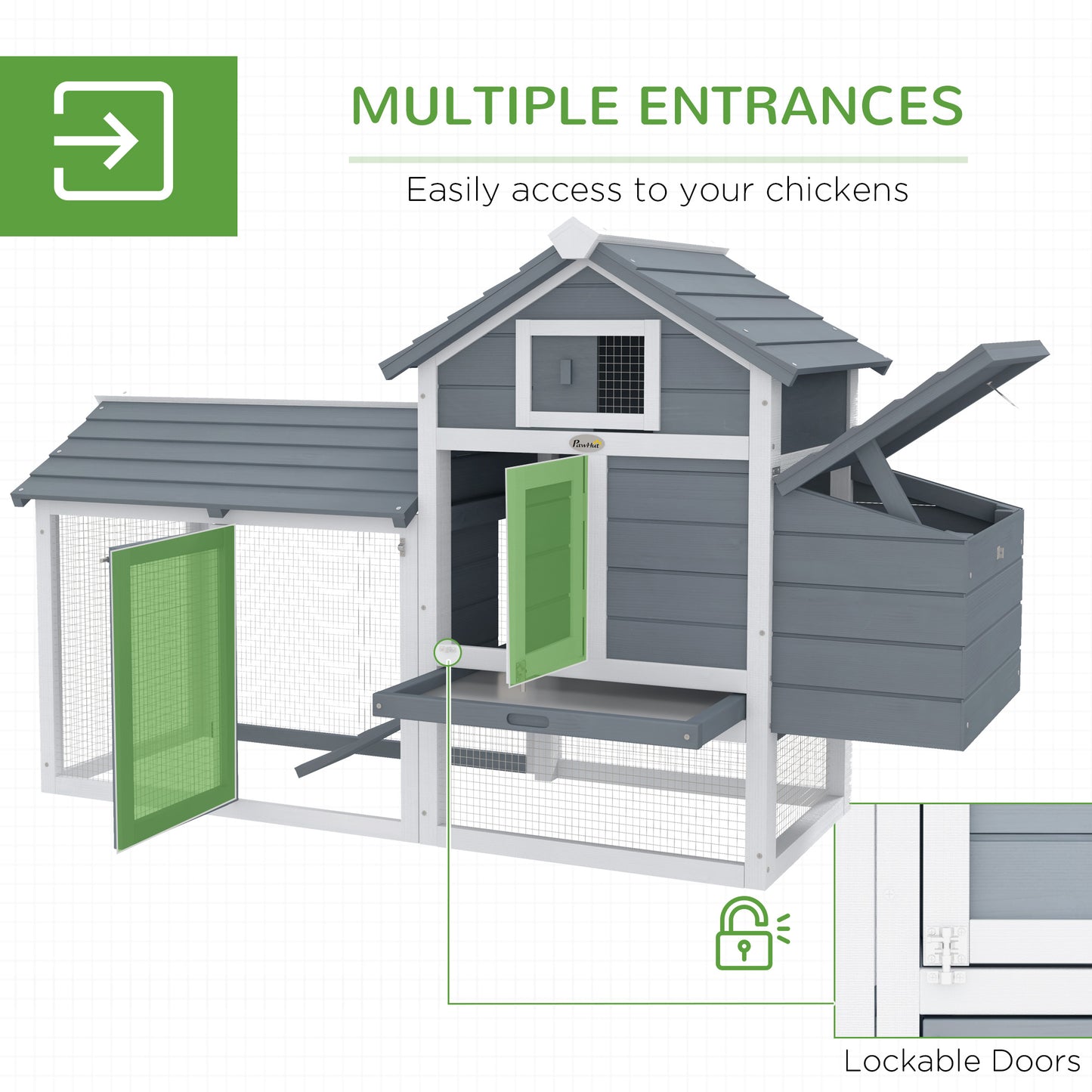 59-Inch Wooden Chicken Coop Poultry House with Nesting Box & Removable Tray