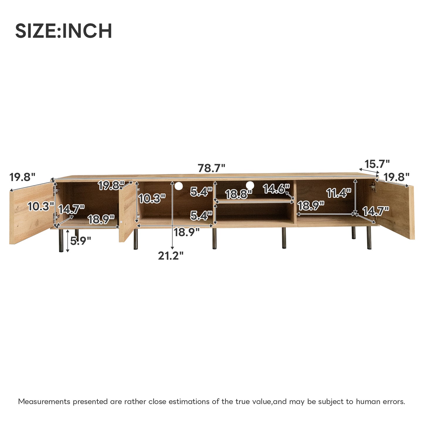 78-Inch Modern TV Stand for TVs Up to 85" - Natural Wood Finish