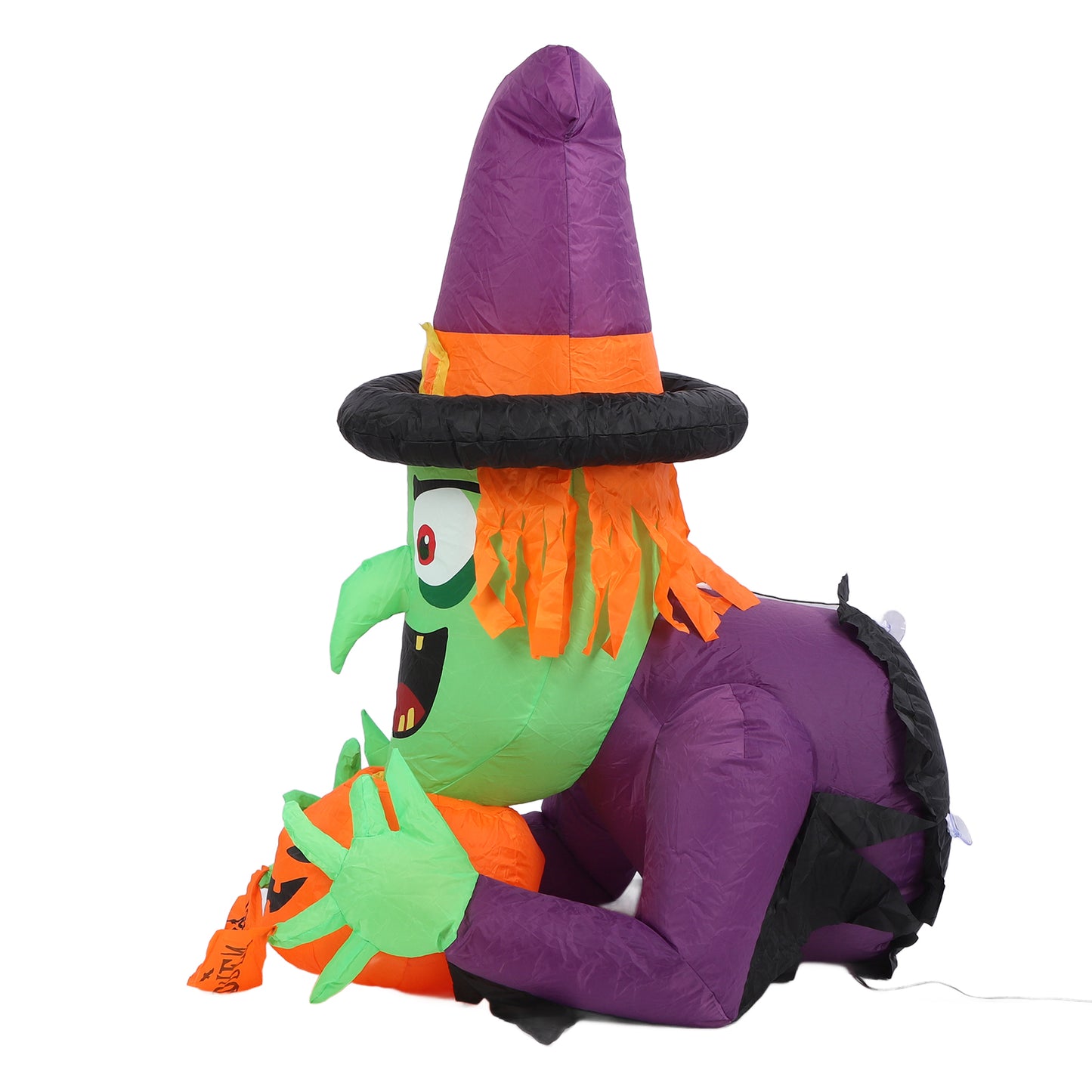 4.43ft Witch Broke Out From Window Inflatable Decoration Built In LED