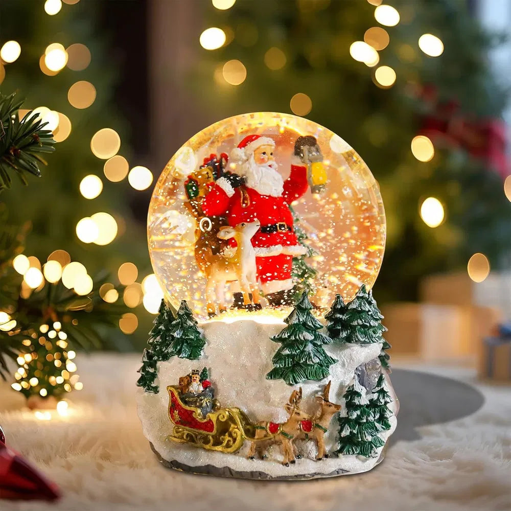 Musical Christmas Snow Globe with Gingerbread Village - 8 Songs