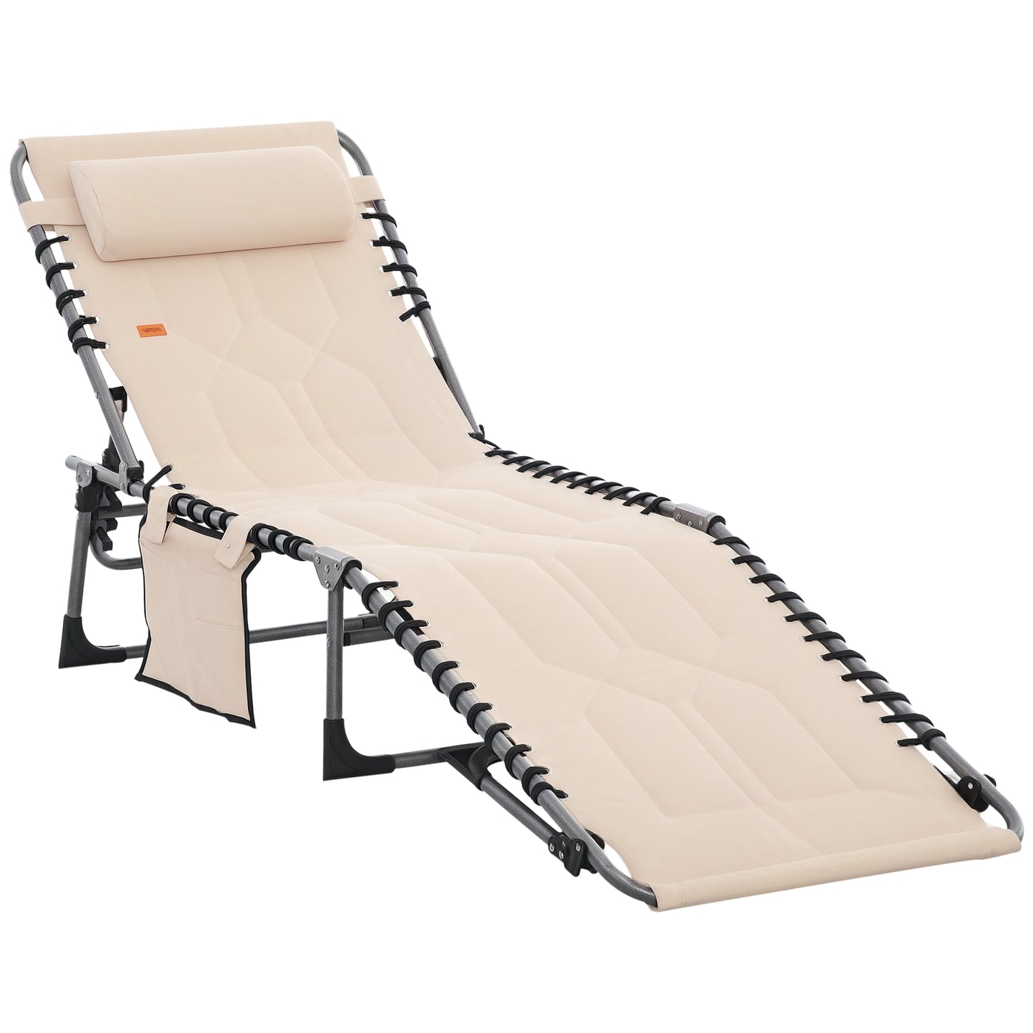 Padded Folding Chaise Lounge Chair - 6-Level Reclining Beach Chair