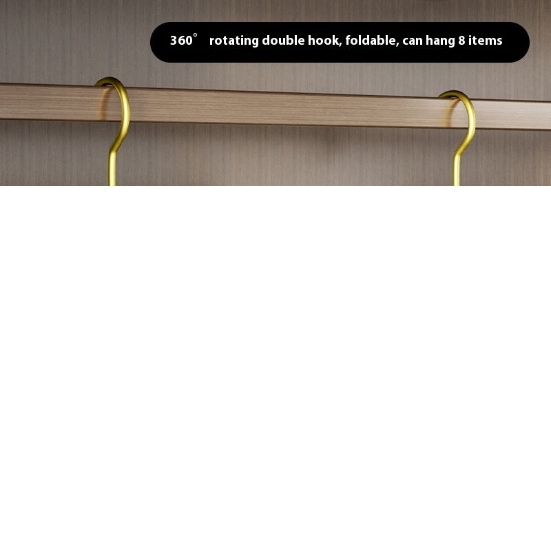 Multi-Functional Folding Clothing Storage Rack with Double Hooks - Light Luxury Gold, Gray