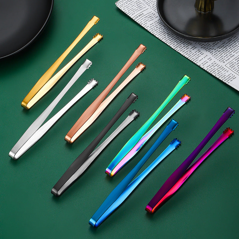 Stainless Steel Non-Slip Ice Tongs for Food & Kitchen Use