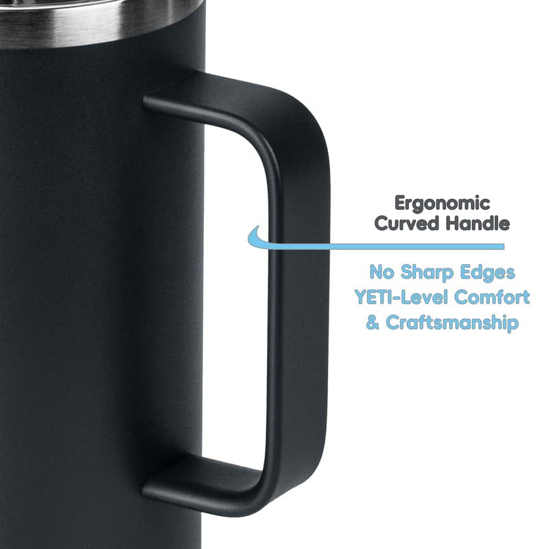 14oz Insulated Coffee Mug with Handle & Detachable Lid - Stainless Steel Travel Tumbler