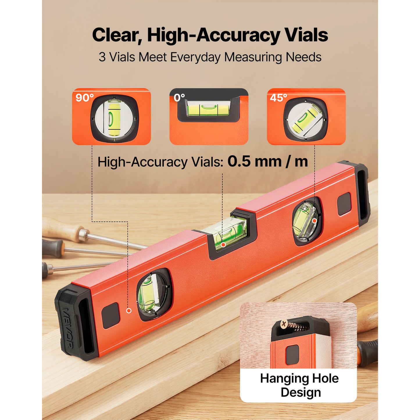 Magnetic Torpedo Level Set - 4-Piece Aluminum Construction with Green Vials