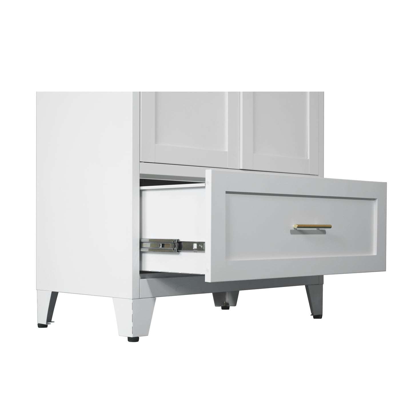 60-Inch Tall Metal Wardrobe Cabinet with Drawer & Shelf - White