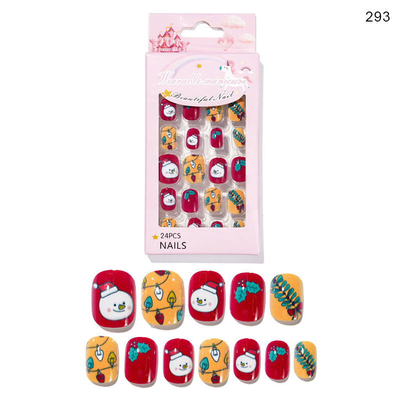 Christmas Kids Nail Stickers 24 Pieces Wearable Nail Art for Children