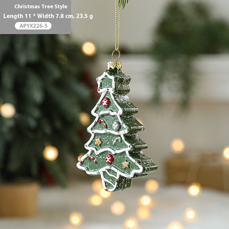 Christmas Tree Decorations Painted Plastic Ornaments Set - Holiday Decor