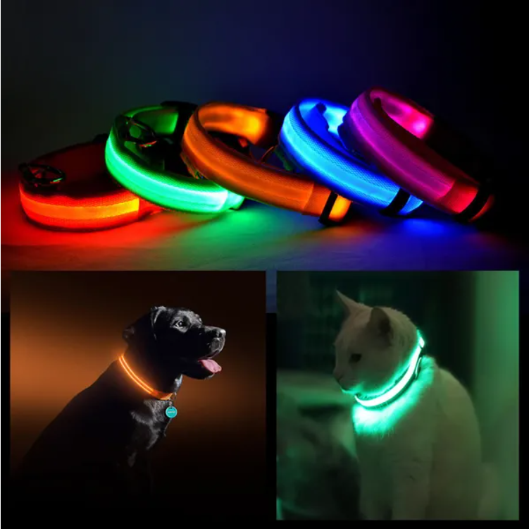 LED Pet Safety Collar Halo Style Reflective Light for Dogs & Cats