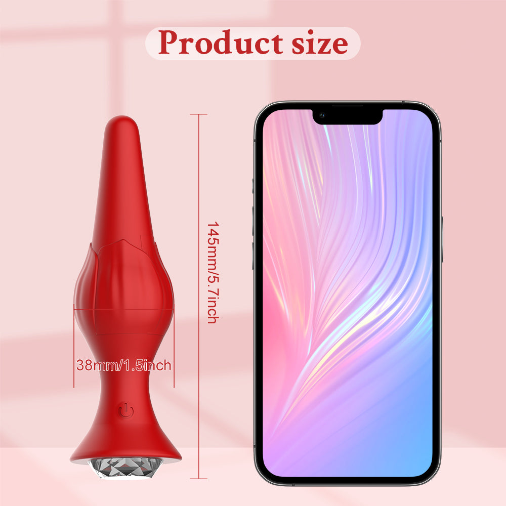 APP Controlled Vibrating Butt Plug - Red Anal Toy for Adults