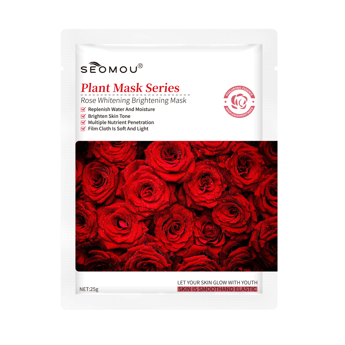 Rose Face Mask 10-Pack - Hydrating Skin Care Facial Sheet Masks