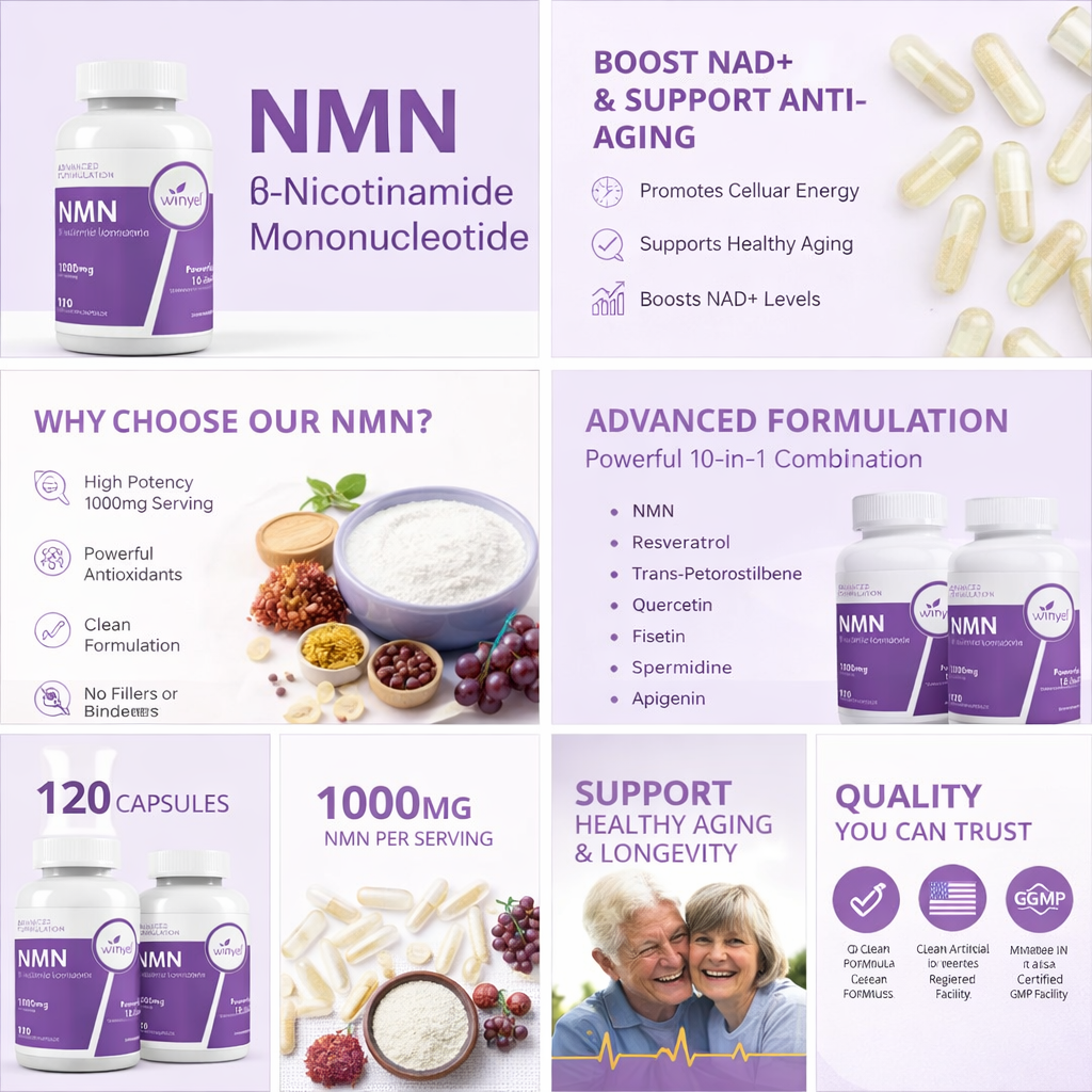 NMN 1000mg Cellular Energy Complex - 10-in-1 Anti-Aging Supplement