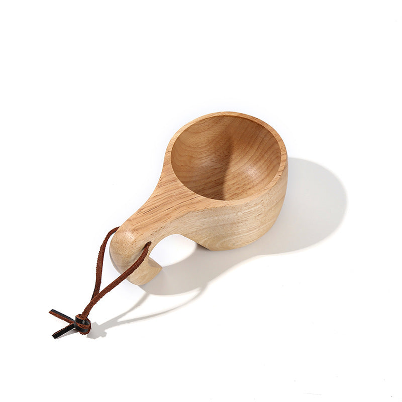 Wooden Mug with Rubber Wood Handle - Minimalist Drinkware