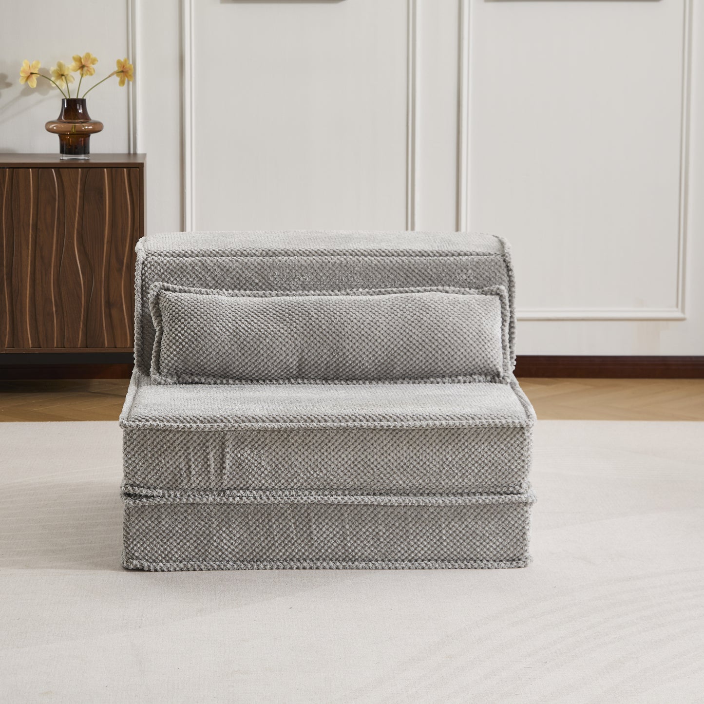 Convertible Compression Mahjong Sofa Bed - Light Grey