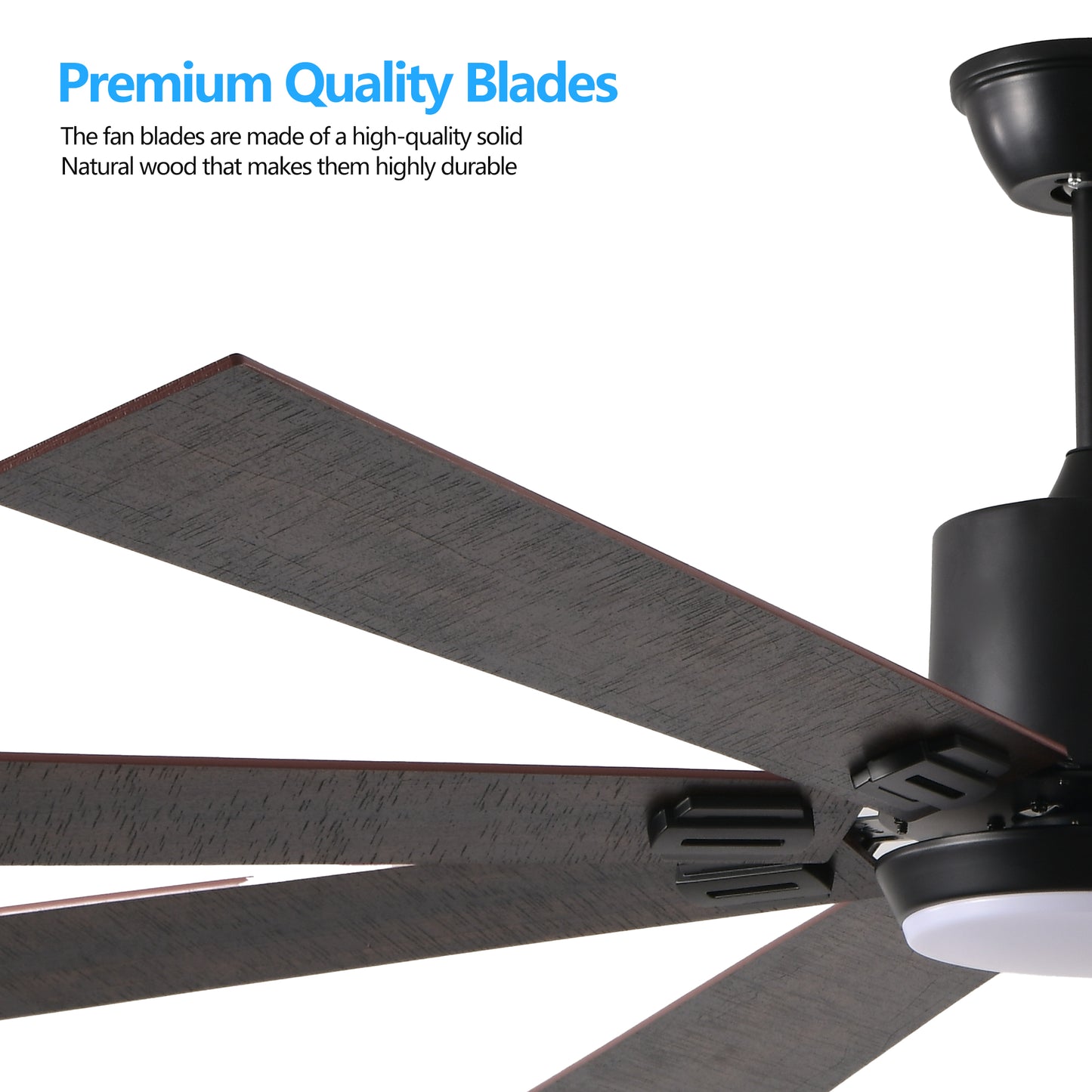 72-Inch Walnut LED Ceiling Fan with Remote Control & 8 Blades