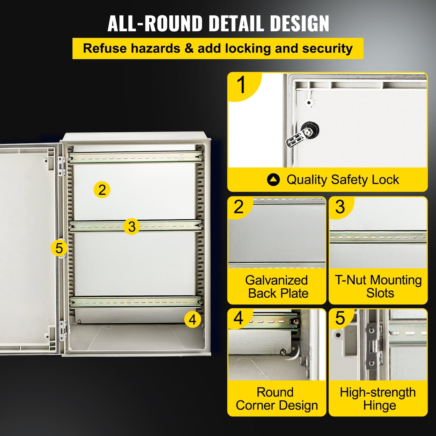 NEMA Steel Enclosure 24x16x9 Inch Waterproof Electrical Junction Box IP66 Outdoor Indoor