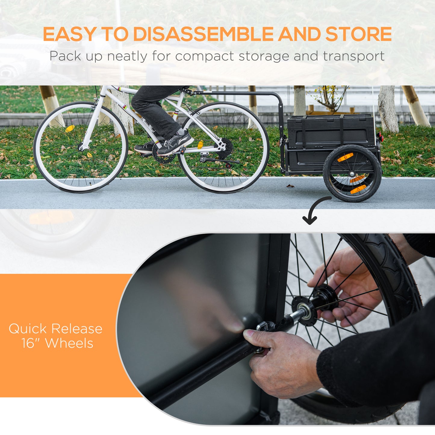 Bicycle Cargo Trailer with Removable Storage Box - Black