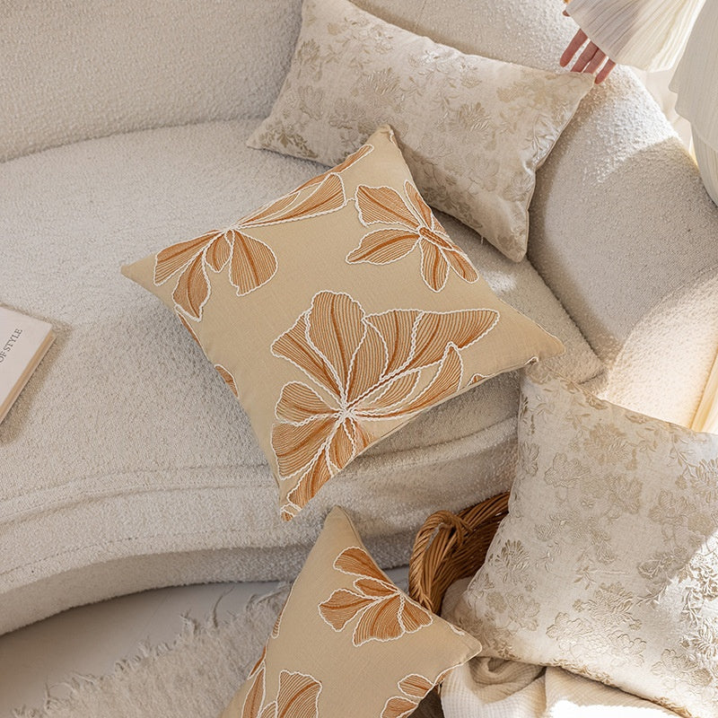 Floral Embroidered Plant Throw Pillow Set - Home Living Room Decor