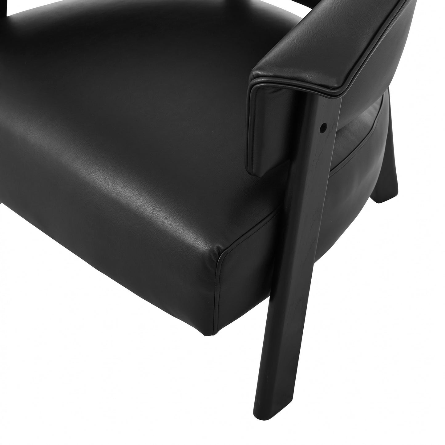 Faux Leather Wingback Accent Chair - Comfy Upholstered Armchair, Black