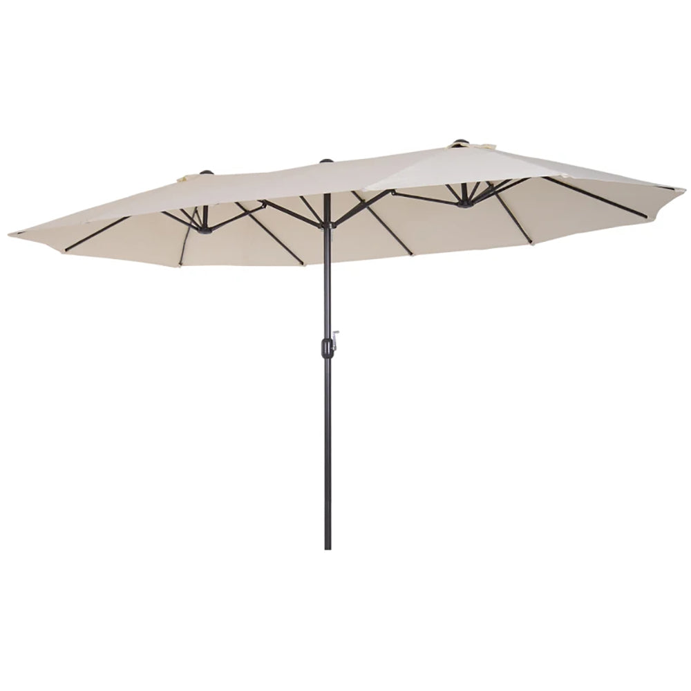 15ft Double-Sided Patio Umbrella with Crank - Cream White
