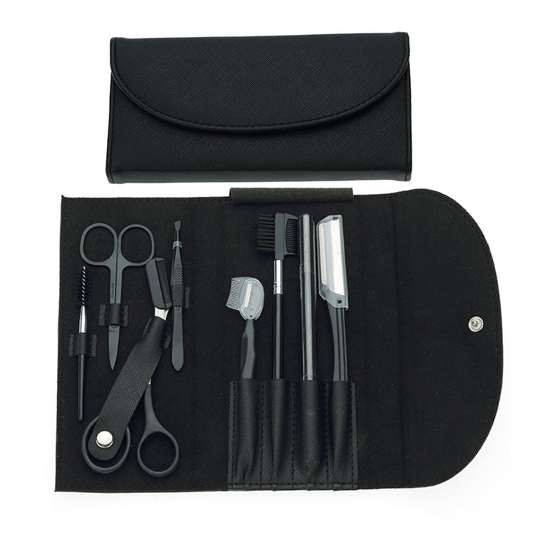 8-Piece Eyebrow Grooming Kit with Scraper and Clips - Multiple Colors